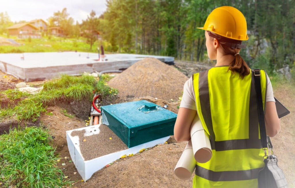 o imagine cu procesul de instalare a unei fosse septice orizontale